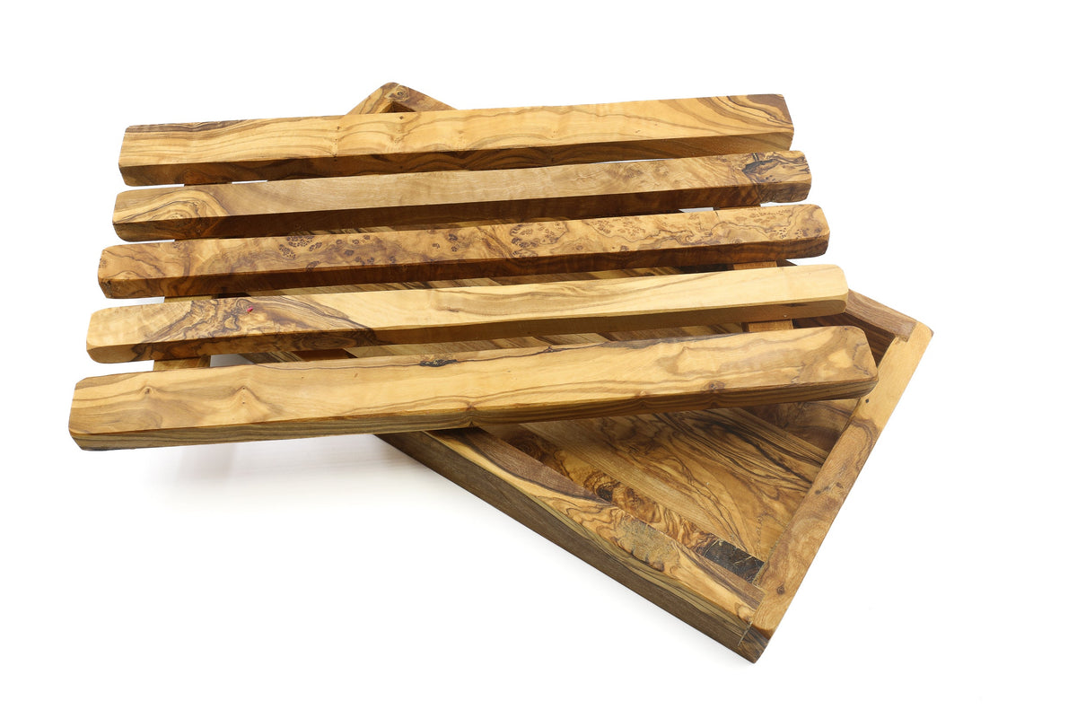 Tagliere per il pane con raccoglibriciole in legno d'ulivo – foto 9