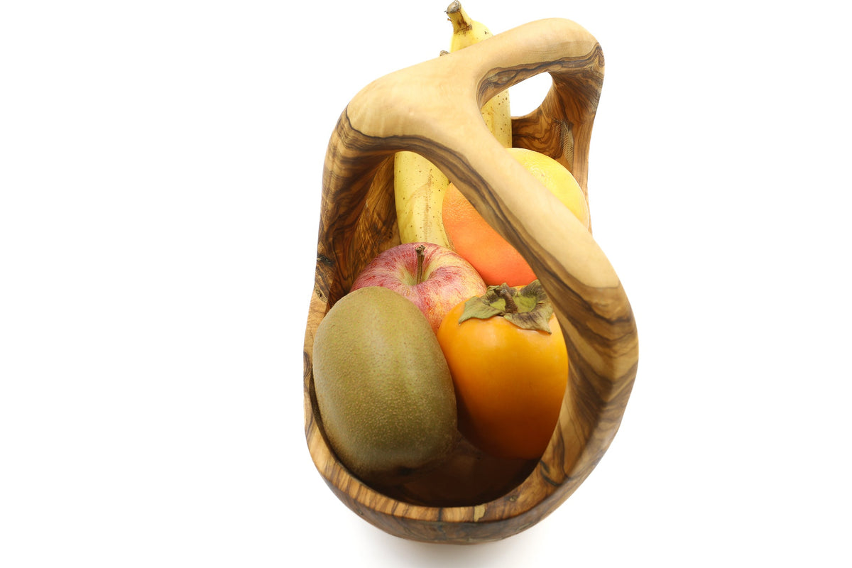 Cesto per la frutta in legno d'ulivo con manico – foto 7