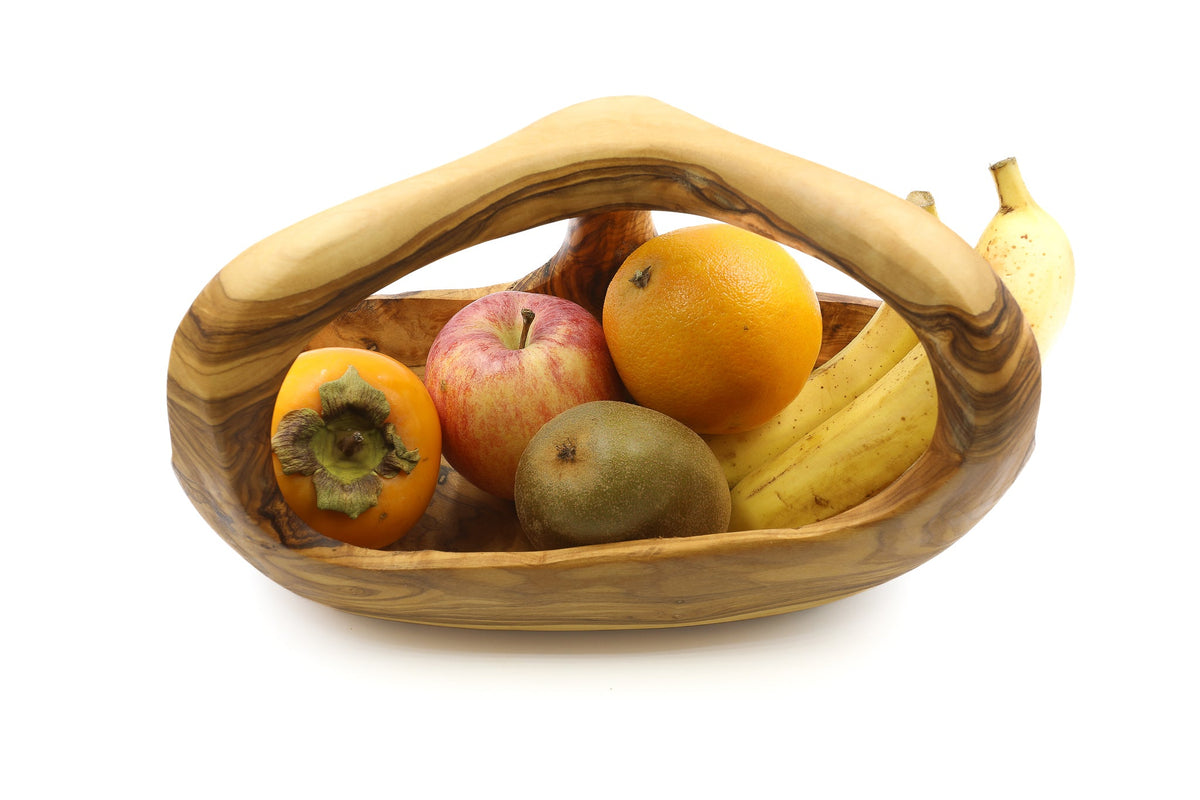 Cesto per la frutta in legno d'ulivo con manico – foto 3