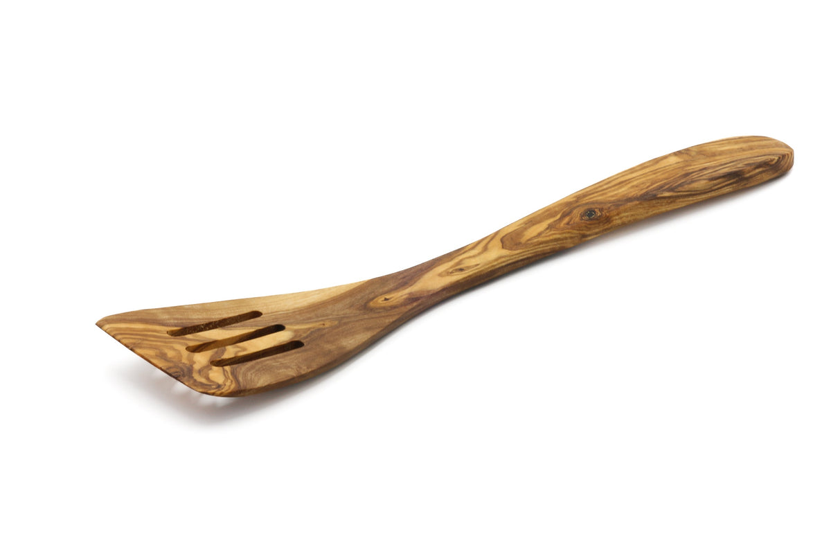 Spatola forata in legno d'ulivo