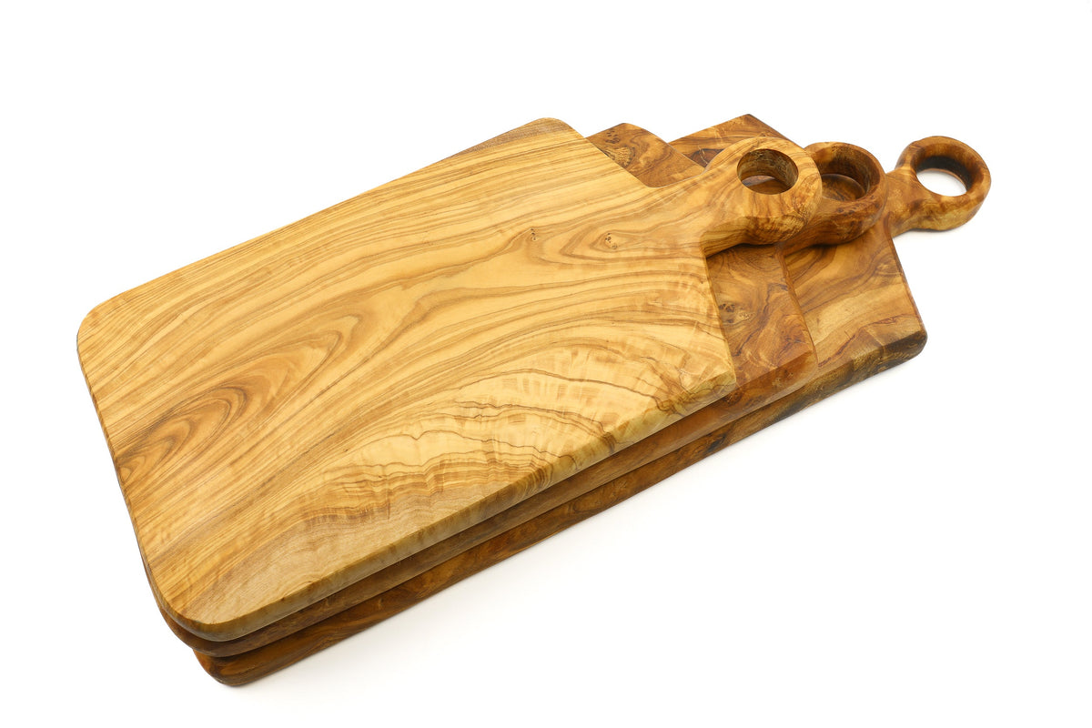Tagliere rettangolare in legno d'ulivo con manico ad anello – foto 6