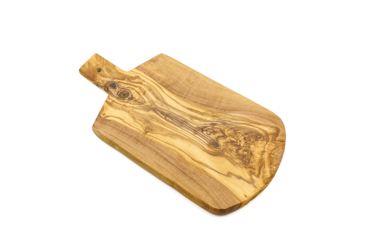 Tagliere a scudo in legno d'ulivo con manico – foto 2