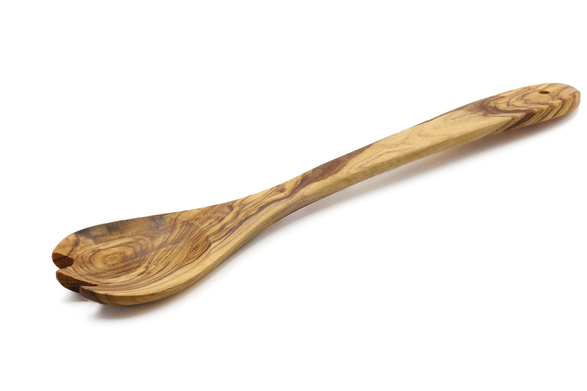 Cucchiaio dentato per insalata in legno d'ulivo