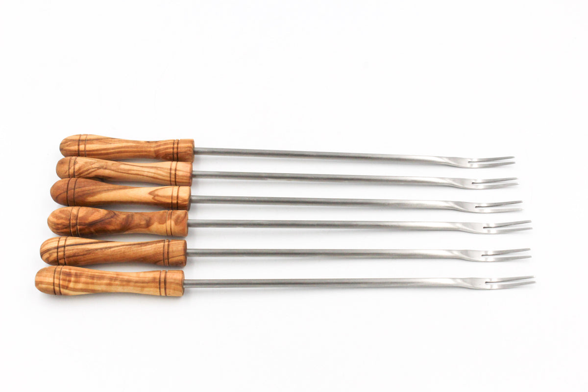 Forchette da fondue in legno d'ulivo – set da 6