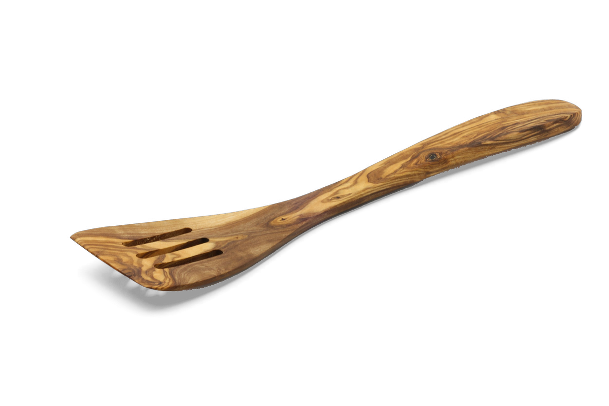 Spatola forata in legno d'ulivo