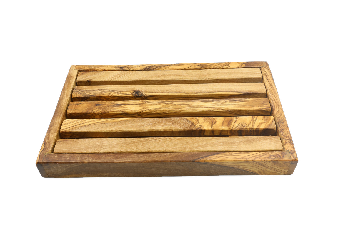 Tagliere per il pane con raccoglibriciole in legno d'ulivo – foto 5