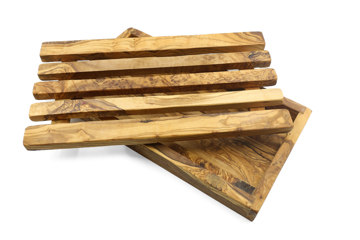 Tagliere per il pane con raccoglibriciole in legno d'ulivo – foto 9