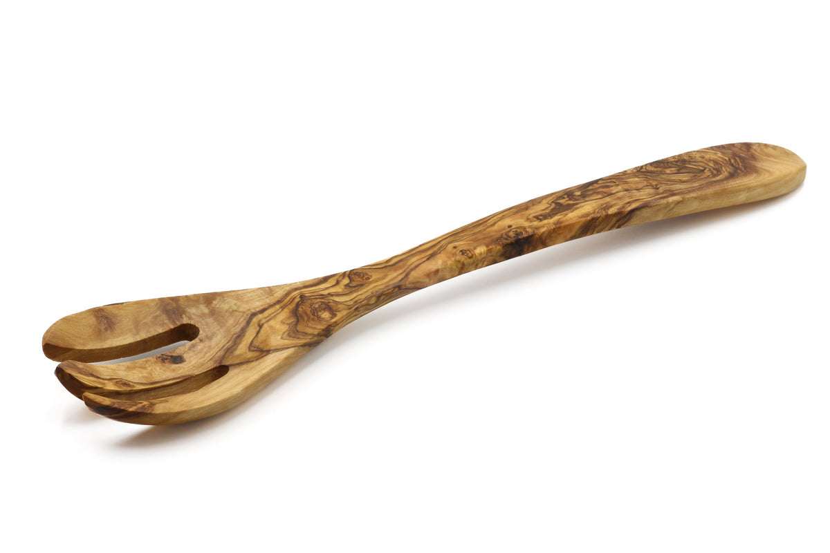 Cucchiaio-forchetta per insalata in legno d'ulivo