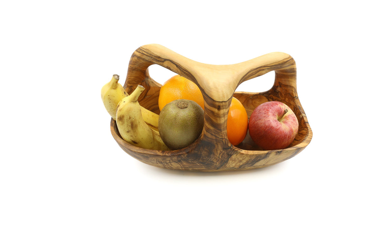 Cesto per la frutta in legno d'ulivo con manico – foto 5
