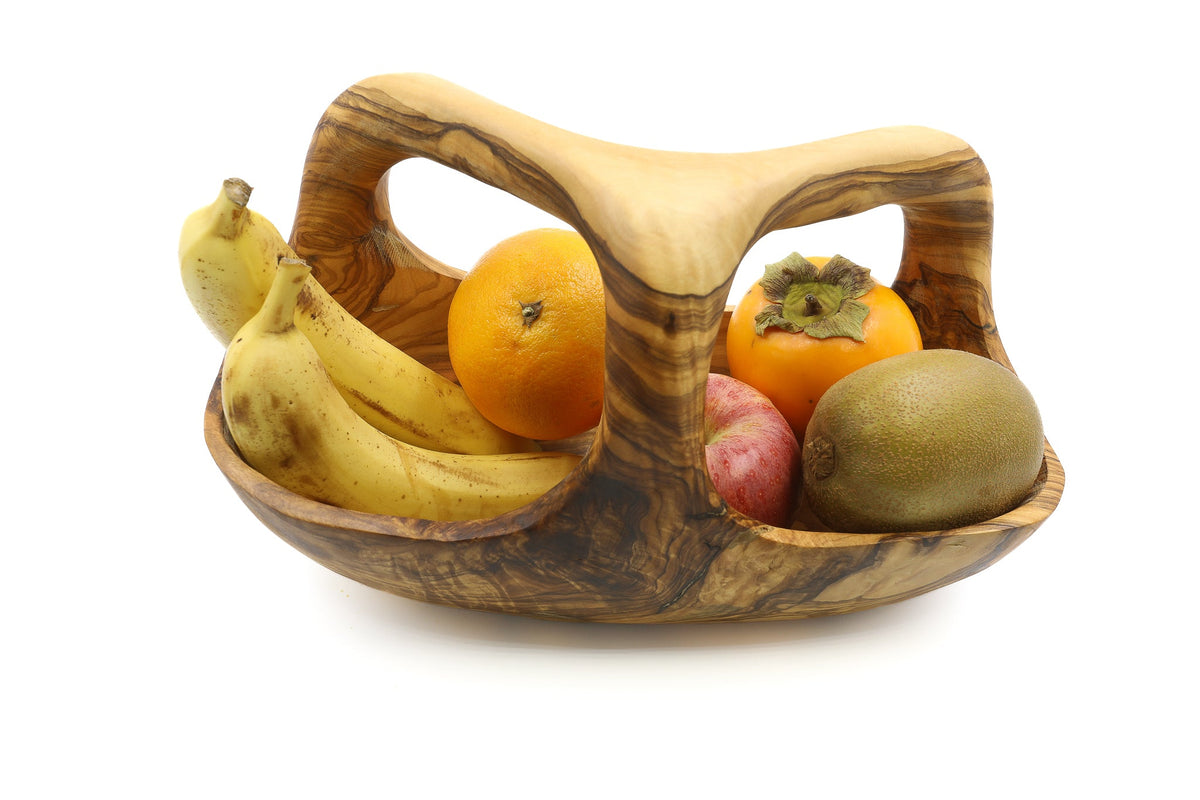 Cesto per la frutta in legno d'ulivo con manico – foto 4