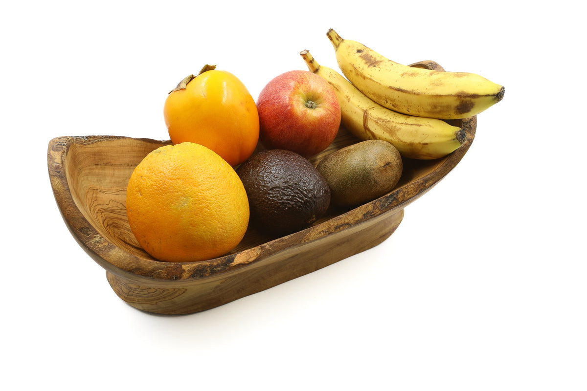 Cesto per la frutta in legno d'ulivo senza manico