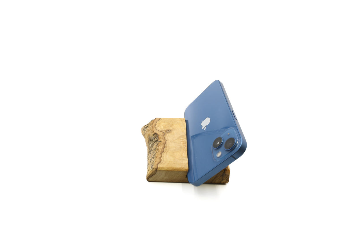 Supporto per telefono o tablet in legno d'ulivo