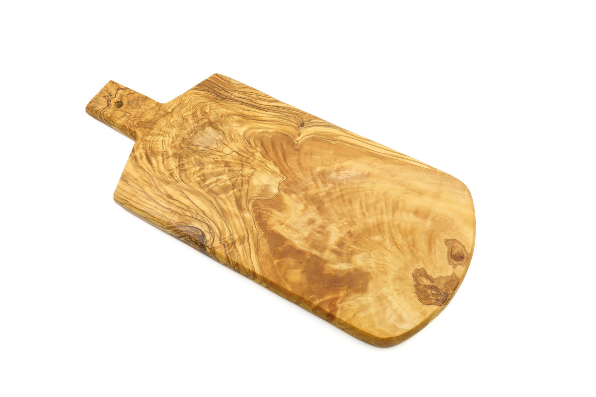 Tagliere a scudo in legno d'ulivo con manico – foto 3