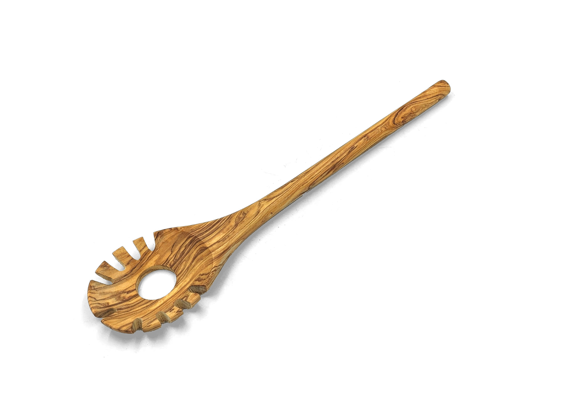 Forchettone per pasta in legno d'ulivo con manico tondo – foto 8