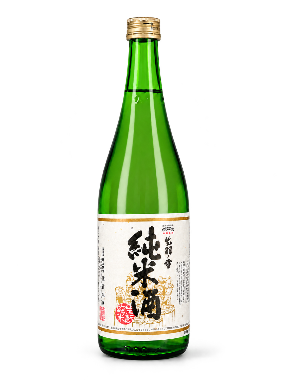 Dewanoyuki Kimoto Junmai 720 ml, bottiglia su fondo bianco