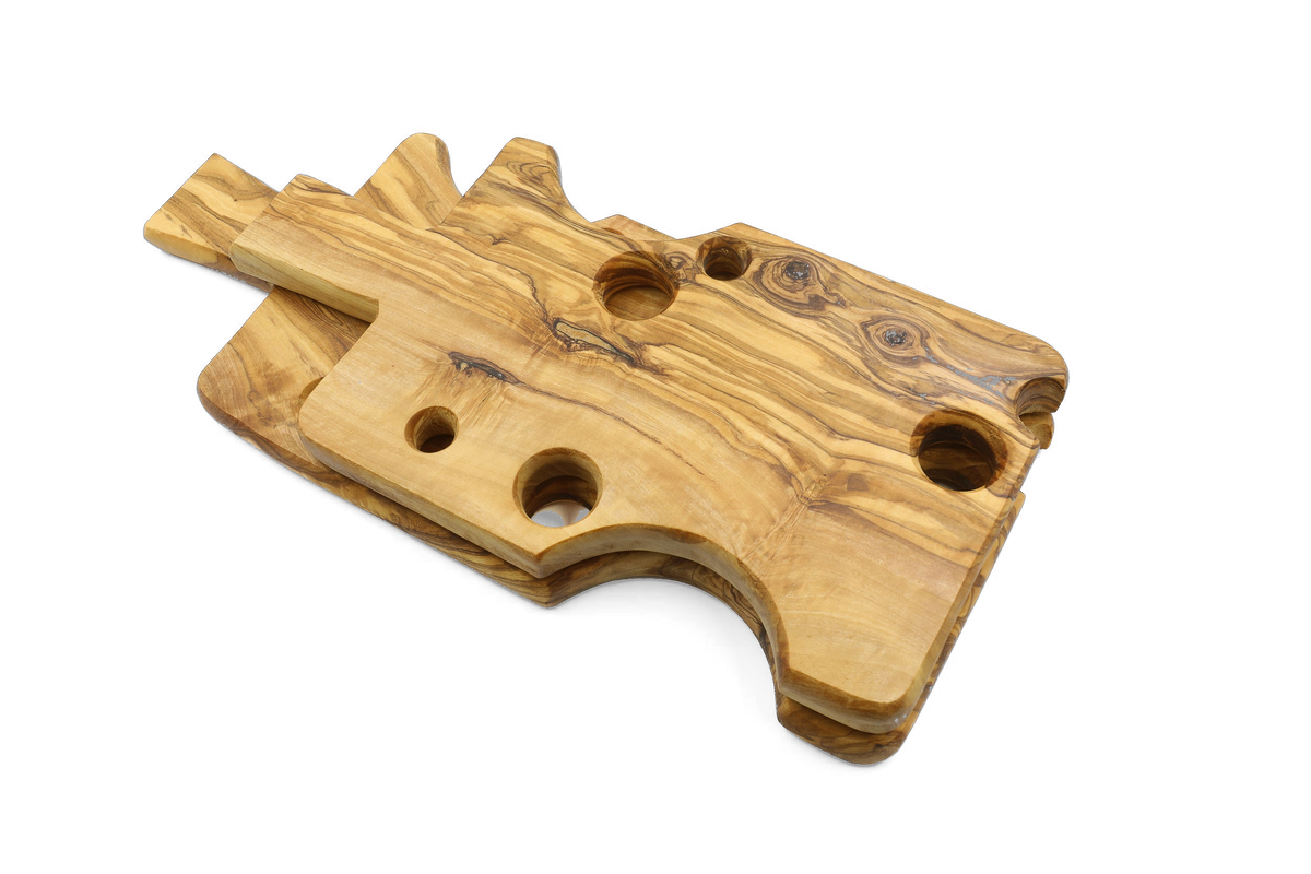 Tagliere a spicchio di formaggio in legno d'ulivo