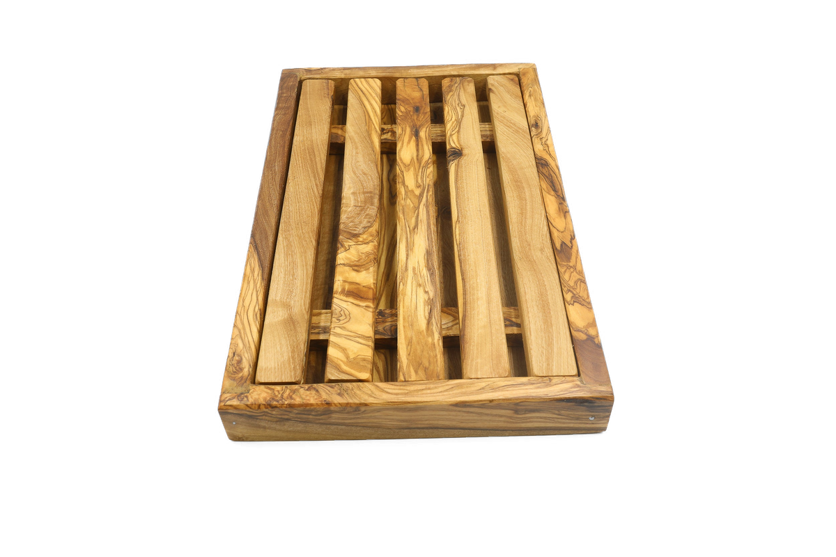 Tagliere per il pane con raccoglibriciole in legno d'ulivo – foto 6