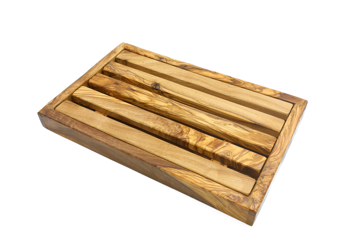 Tagliere per il pane con raccoglibriciole in legno d'ulivo – foto 7