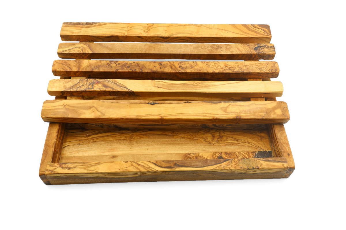 Tagliere per il pane con raccoglibriciole in legno d'ulivo – foto 10